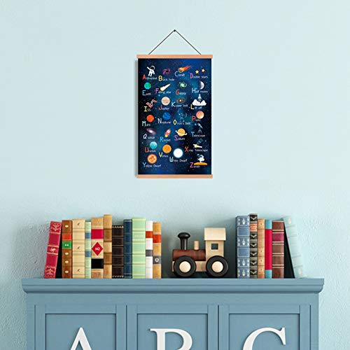 Kairne Outer Space Room Decor With Wood Magnetic Poster Hanger Framed Abc Alphabet Space Posters(28X45Cm) Space Galaxy Themed Pictures For Boys Room Kids Space Room Nursery Classroom Decor #TOP2