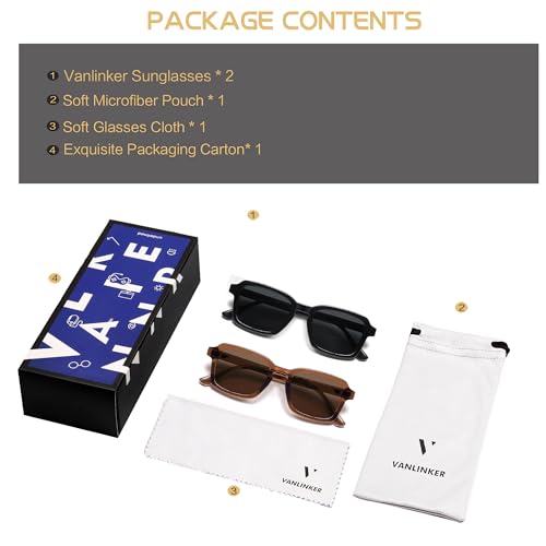 Image of VANLINKER Polarized Trendy Square Sunglasses for Women Men 2026 Retro Chic Cute Shades VL9849