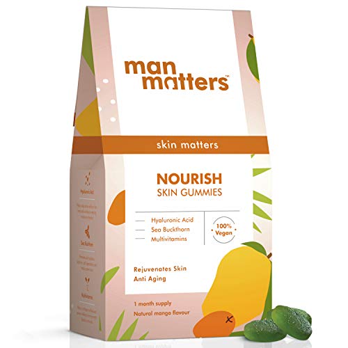 Man Matters Nourish Skin Gummies for Glowing Skin | Delicious Gummy with Vitamin C, Hyaluronic Acid, Vitamin E & Sea Buckthorn | Gummies 30 Count Man Matters Nourish Skin Gummies for Glowing Skin | Delicious Gummy with Vitamin C, Hyaluronic Acid, Vitamin E & Sea Buckthorn | Gummies 30 Count