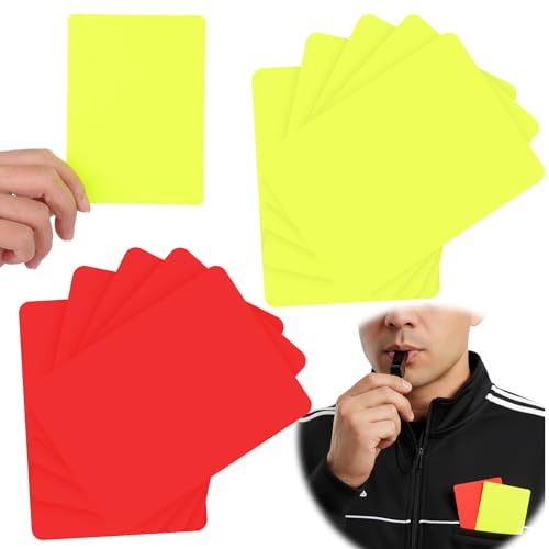 Gjinxi 10 Stück FußBall Schiedsrichter Karten, Schiedsrichter SetRote Karte Gelbe, 2 Stück Trainer Pfeife mit Lanyard, Schiedsrichterkarten für Trainer, Offizielle