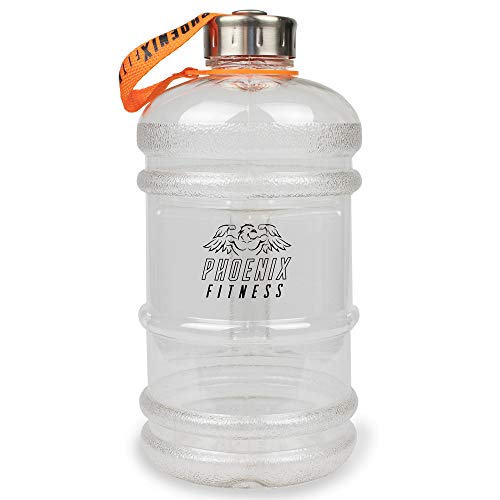 Phoenix Fitness Clear 2L Drinks Water Bottle Cap met riem