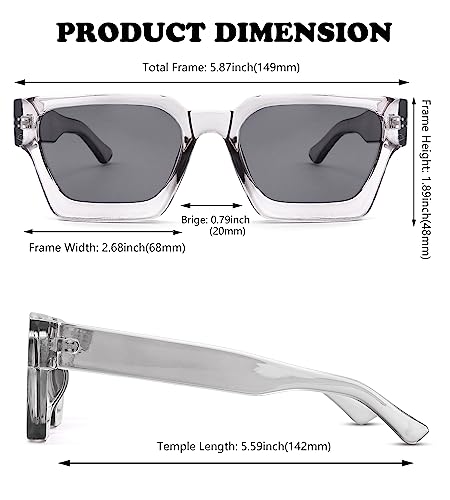 Image of NULOOQ Thick Square Sunglasses for Women - Men Retro Fashion Chunky Rectangle Sun Glasses Black Shades