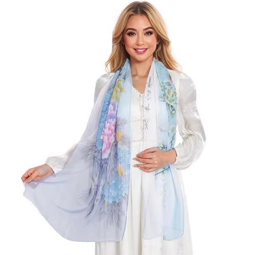 MUQU Scarf for Women Lightweight Chiffon Scarf Fashion Floral Pattern Shawl Scarves for Women4
