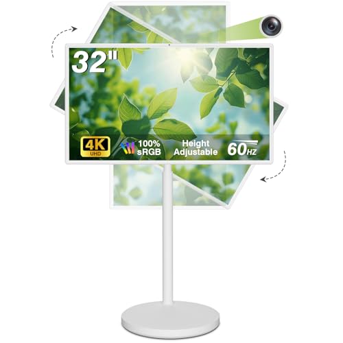 32 inch Portable Smart Tablet TV on Wheels with UHD 4K Rolling TouchScreen Monitor and Tablet in one, (8GRAM+128GB),Android 13,(5-8-Hour)Battery,Full Swivel Rotation,Voice Remote Control(32 inch Pro)