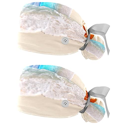 Chapeaux bouffants unisexes avec motif étoile de mer et plage