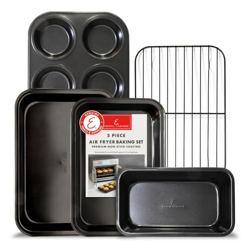 Emeril Lagasse 5-Piece Air Fryer Baking Set Air Fryer Oven Accessories with Large & Small Baking Tray Bread Pan 6-Cup Muffin Pan & Grill Rack Fits Emeril Lagasse French Door Air Fryer Oven