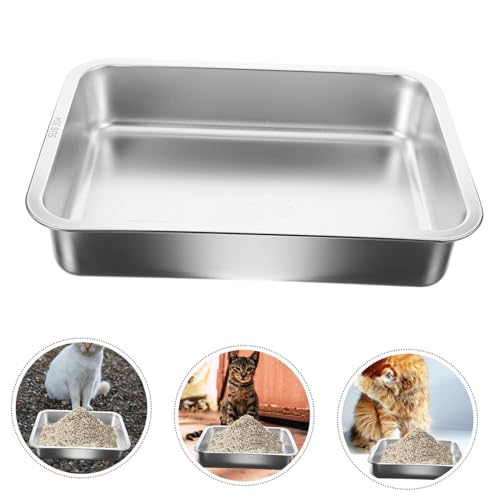 COLLBATH Caixa Bandeja de aço inoxidável banheiro de gato de grande capacidade bandeja de areia de c