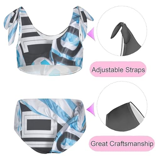 QUGRL Jersey 10 Girls Bikini Beach Swimwear Soccer Kids 2 Piece Swimsuits Sport Tankini Hawaiian Bathing Suit 9-10 Years Multicoloured2