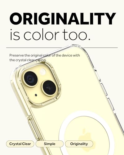 Image of Spigen Caseology Quartz Crystal Mag Back Cover Case for iPhone 15, MagSafe Compatible, Clear Transparent - PC+TPU | Crystal Clear