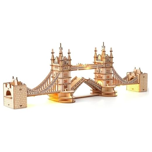 ROWOOD Puzzle 3D Tower Bridge en Bois - Maquette à Construire pour Adultes Et Adolescents - Kit de Construction Modelisme - Cadeau