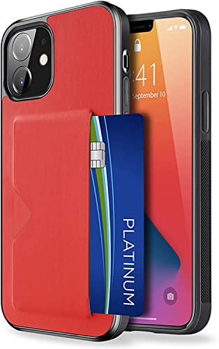 Étui de protection pour iPhone 12 Pro Max antichoc cuir rouge fin