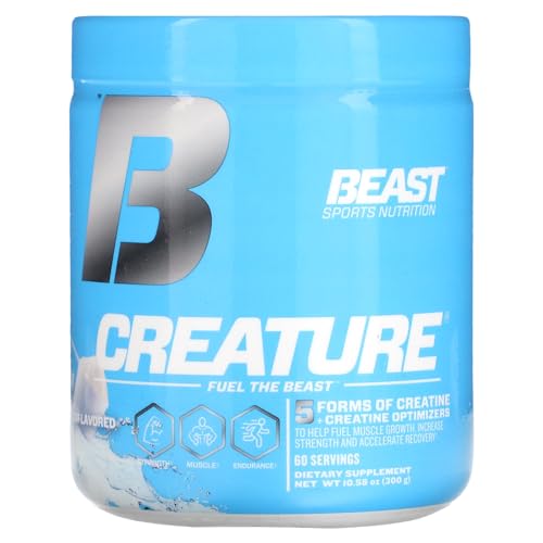 Beast Sports Nutrition – Creature Creatine Complex – Fuel Muscle Growth – Optimize Muscle Strength – Enhance Endurance – Increase Recovery Time – Five Forms of Creatine – Unflavored 60 Servings