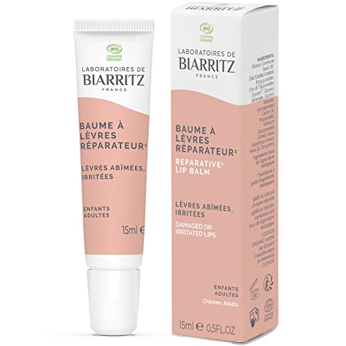 Laboratoires de Biarritz - Baume à Lèvres Réparateur Certifié Bio - Pour Lèvres Irritées et Abîmées - Enfants & Adultes - 15 ml - Fabriqué en France Cover