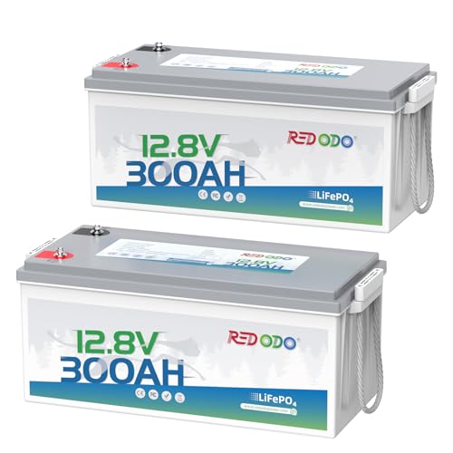 Redodo 2 Pack 12V 300Ah Lithium LiFePO4 Battery, 200A BMS, 3840Wh, Up to 4000 Deep Cycles, 10-Year Lifetime, Perfect for RV, UPS, Marine, Solar Off-Grid System