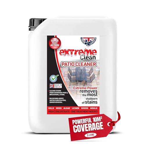 Trade Supplies UK - Extreme Clean Patio Cleaner 5L 14%-15% High concentration Block Paving Cleaner - Contains Sodium Hypochlorite