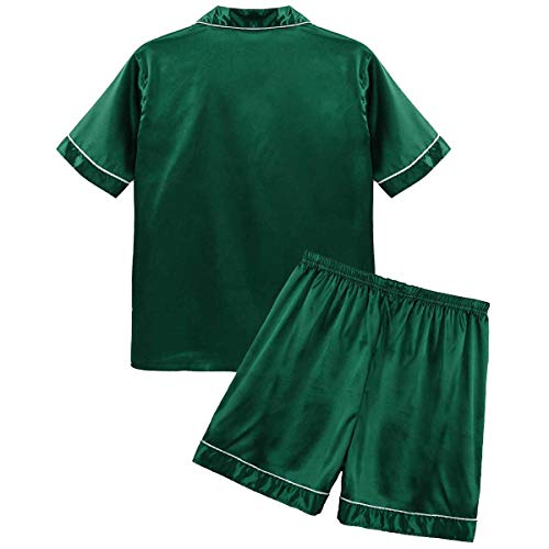 ACSUSS Mens Silky Satin Pajamas Set Short Sleeves Button Down Shirt with Boxer Shorts Loungewear4
