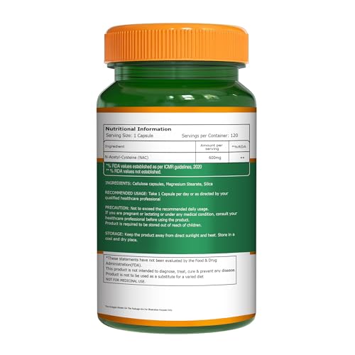 Image of Pure Nutrition NAC (N-Acetyl L-Cysteine) 600mg - 120 Veg Capsules | Powerful Antioxidant Support for Immunity, Lung & Respiratory Health | Enhances Liver Detox, Reduces Oxidative Stress, Boosts Cellular Health for Men & Women