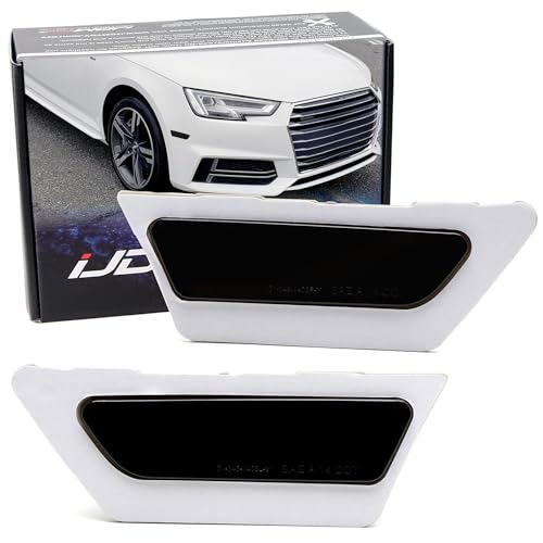 iJDMTOY Euro Black Smoked Reflective Lens Front Bumper Side Markers Compatible With Audi 2017-2018 A4 S4 Sedan (B9 Pre-LCI), Replace OEM Amber Reflectors