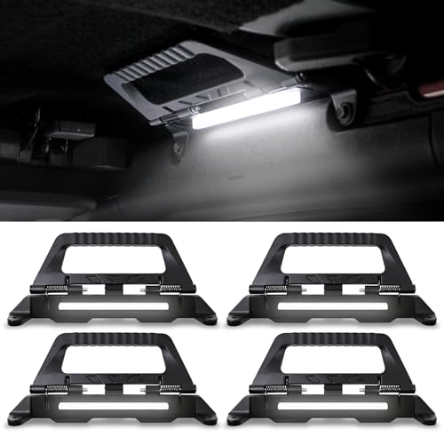 Megydok Front Rear Grab Handles with LED Lights Compatible for Ford Bronco 2026 2025 2024 2023 2022 2021 4-Door Aluminum Alloy Roll Bar Grab Handles for Bronco Accessories (Not for Ford Sport)