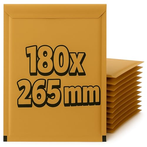 Sobres Acolchados de Burbujas, Sobres Resistentes con Burbujas, Sobres Papel Kraft, Cierre Autoadhesivo, Envuelve y Protege tus envíos, Color Marrón, Tamaño 180 x 265 mm, Pack de 50 unidades