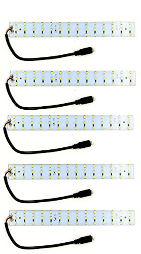 Image of INVENTO 5Pcs 12V 15W 2835 LED Strip White Color 42 SMD LED Plate 200x25x2.5mm with 5.5mm DC Jack High Power Ultra Bright