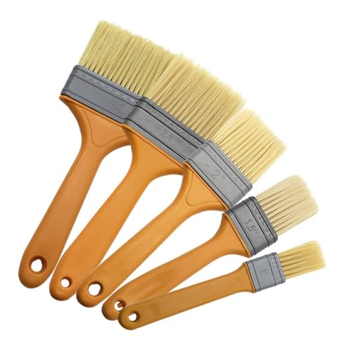 Pinceaux Peinture Pinceaux à peinture for barbecue, manche en plastique, pinceaux à pâtisserie polyvalents for Sauce, outils de pinceau for peinture à l'aquarelle 1/2/3/4/5 pouces, 5 pièces(1inch-5pcs