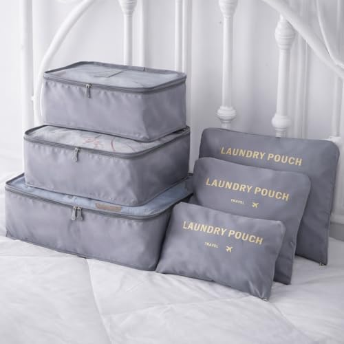 6 Set Travel Packing Cubes for Luggage – Laundry Pouch
