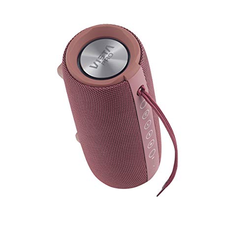 Vieta Pro Upper - Altavoz portátil (Bluetooth, Radio FM, micrófono integrado, True Wireless Dual pair, Reproductor USB, Lector de tarjeta Micro SD, Resistencia al agua IPX6), color grana