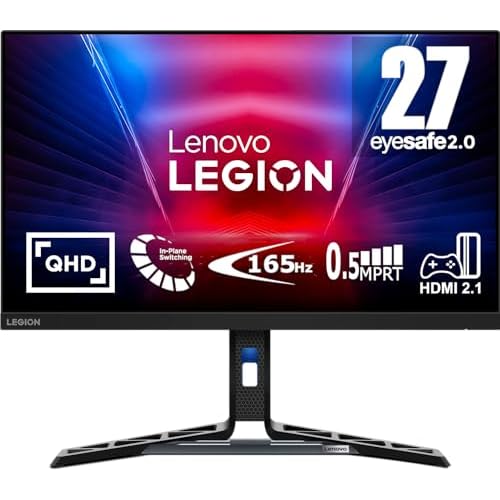 Lenovo Legion R27q-30 27 inch Gaming Monitor | QHD, 1440p, 165Hz, IPS, 0.5ms, HDMI, DP | AMD Freesync Premium | PS5, Xbox, PC screen