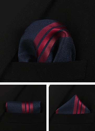 Image of Striped Plaid Polka Dot Mens Tie Formal Necktie Pocket Squares Ties Clips Cufflinks Classic for Men Set