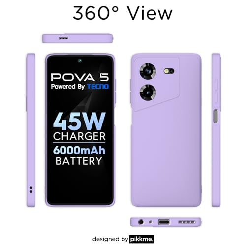 Image of Outlouders Back Cover for Techno Pova 5 / Techno Pova 5 Pro 5G | Camera Protection | Durable Soft Matte Silicone Bumper Case (Purple)