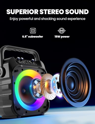 Verkb DZUS-MI056AB-BLA Karaoke Machine With Two Wireless Microphones, Portable Karaoke Machine For Adults & Kids thumb #2