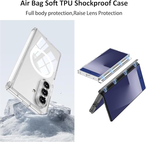 Image of Kapa Clear Airbag with Hinge Protection Compatible with Magsafe Back Case for Samsung Galaxy Z Fold7 / Z Fold 7 | Transparent Shockproof Slim Hard Protective Cover (Clear)