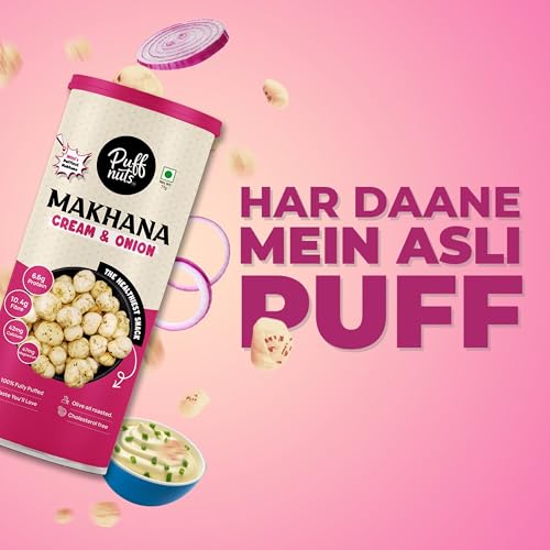 Image of Puffnuts COMBO Of 4 (308g) | Roasted and Flavoured Makhana | Healthy Snack | Namkeen | Puff Nuts | Gluten Free | Cholesterol Free | Protein Rich | Fiber Rich | With Calcium & Magnesium | Roasted in Olive Oil | Pack Of 4 x 77g (Mint Masti, Tangy Tomato, Mexican Chipotle, Cream & Onion)