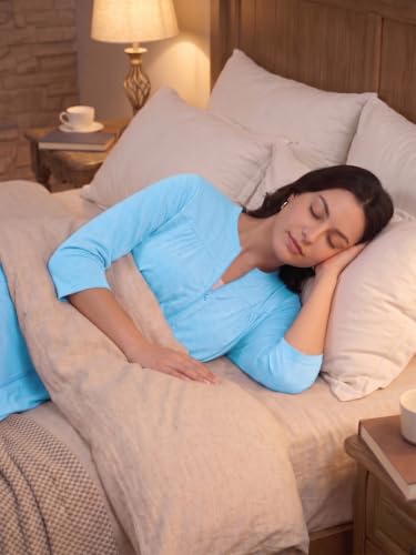 Image of Women's Post Surgery Robe with Drain Pockets Mastectomy Recovery Robe Front Zipper Hospital Gown Pajamas Gift