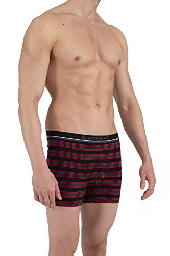 Papi Men's Cotton Stretch Yarn Dye Solid Boxer Briefs Pack of 4, Char Grey/Red Stripe/Red/Black, X-Large3