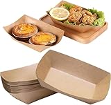 Voarge 50 Stücke Kraftkarton Schalen, Fingerfood Schiffchen, Lebensmittelverpackung,Currywurst Schale, Snackschalen aus Kraftpapier, für Pommes Würstchen Macarons