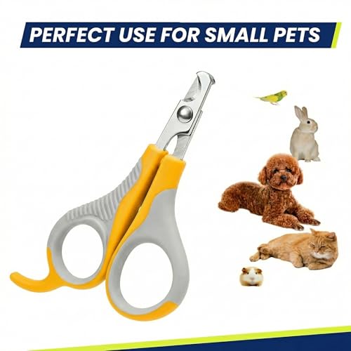 Image of WePet Pet Nail Clippers U07.2, Professional Claw Trimmer, Scissor for Cats, Puppies, Kittens, Hamsters, Rabbits and Small Animals, Sharp, Safe, Small, Grey /Yellow
