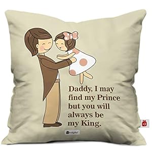 Indigifts Multicolor Micro Satin And Fibre Father You Are My King Quote Printed Cushion Cover With Filler – Cushion…