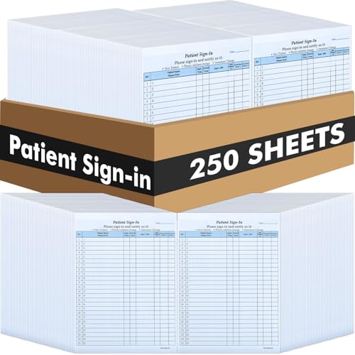 Resholder 250 Pack Patient Sign in Sheets Hipaa Compliant Patient Sign in Label Forms Peel Off Adhesive Labels Carbonless 3 Part Forms for Privacy in Doctor Medical Clinic Dental Office(Blue)