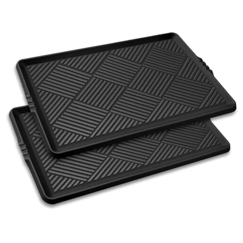 FLOHQIDECO Boot Tray for Entryway, Rubber Mat for Shoe, 27.5"x16", 2 Pack