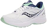 Saucony Women's Cohesion 14 Road Running Shoe, White/Navy/Mint, 8