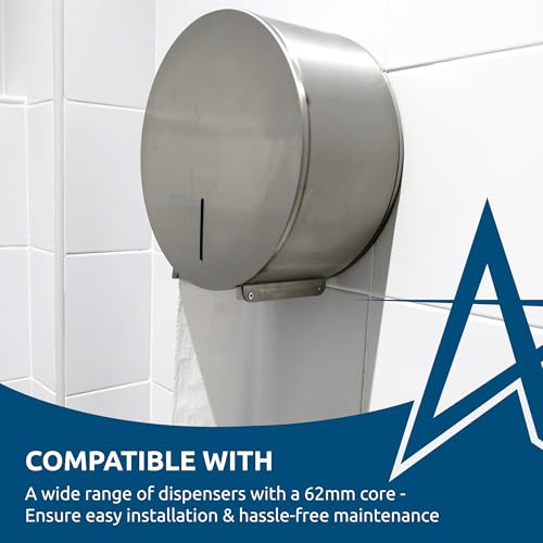 Andarta - 2Ply Mini Jumbo White Toilet Rolls with 62mm Core - Pack of 12 High Capacity Toilet Roll - 150m Per Roll - Made from Recycled Materials - Suitable for All Jumbo Dispenser Andarta - 2Ply Mini Jumbo White Toilet Rolls with 62mm Core - Pack of 12 High Capacity Toilet Roll - 150m Per Roll - Made from Recycled Materials - Suitable for All Jumbo Dispenser