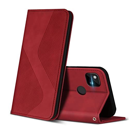 ZONNAVI Coque pour Google Pixel 4A 4G, Premium Étui Housse en Cuir de Protection avec [Emplacements Cartes] [Magnetique], Clapet Folio Portefeuille pour Google Pixel 4A 4G (Rouge)