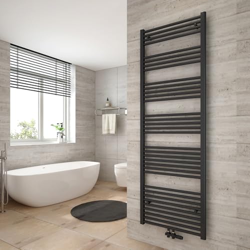 Heilmetz Anthrazit BadHeizkörper 60 x 180 cm Handtuchtrockner Bad-Heizkörper Handtuchheizkörper Mittelanschluss Heizung 860 Watt Leistung Handtuchwärmer