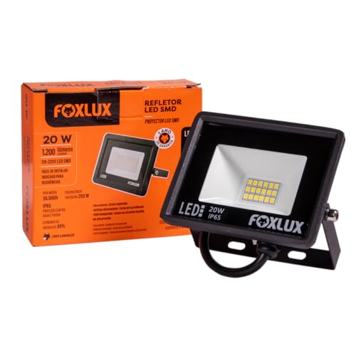 Foxlux Refletor LED 20W 6500K Preto Bivolt