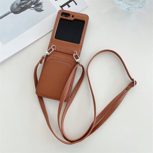 Étui de téléphone avec porte-carte et lanière bandoulière pour Samsung Galaxy Z Flip 4 et 3
