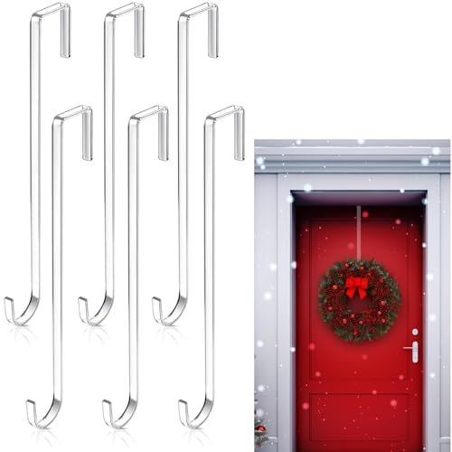 Ripeng Plastic Wreath Hanger for Front Door Clear Door Wreath Hanger Wreath Hooks for Indoor Outdoor Home Decor, 12 Inch(6 Pieces)