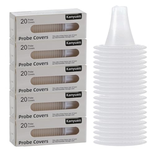 Kanyuen 100X Ear Thermometer Probe Covers, Disposable Lens Filters for Braun Thermoscan Themometer, BPA-Free, Refill Covers for Accurate Digital Temperature Readings