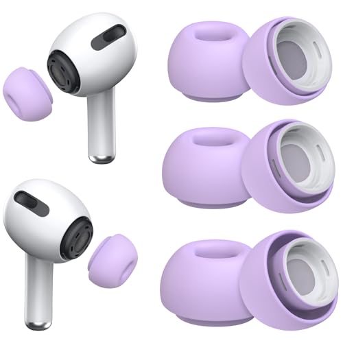 Image of 3 Pairs Replacement Ear Tips for AirPods Pro and 2nd Generation with Noise Reduction Hole, Silicone Ear Tips for AirPods Pro with Portable Storage Box and Fits in Charging Case (S /M /L, Lavender)